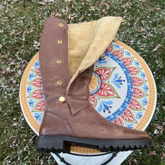 KORS Michael Kors Womens 7.5M "Blizzard" Brown Leather Tall Riding Boots 18" - Picture 5 of 8